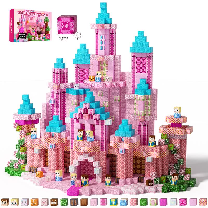 Philodendron Pink Princess - Pink Princess Castle Magnetic Tiles, 150pcs